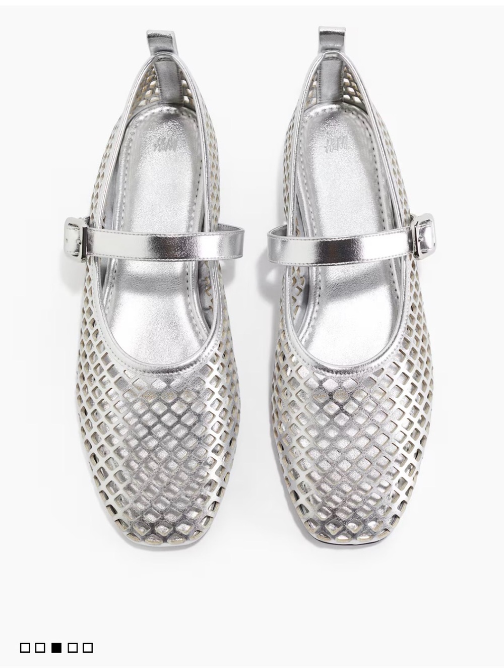 H&M Silver Metallic Mary Jane Flats